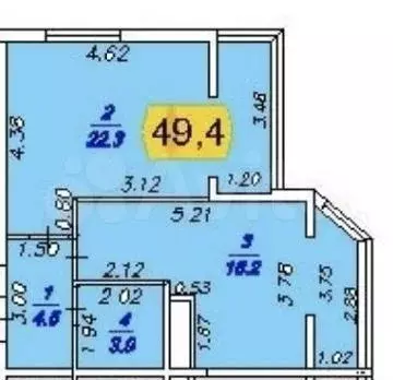 1-к. квартира, 49,4 м, 15/22 эт. - Фото 0