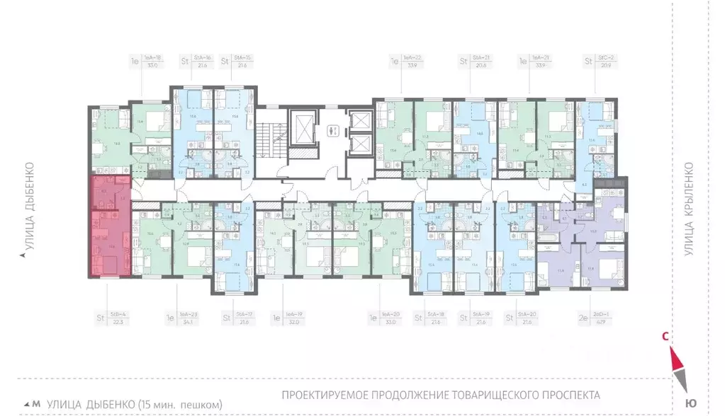 Студия Санкт-Петербург Товарищеский просп., 38Б (22.3 м) - Фото 1