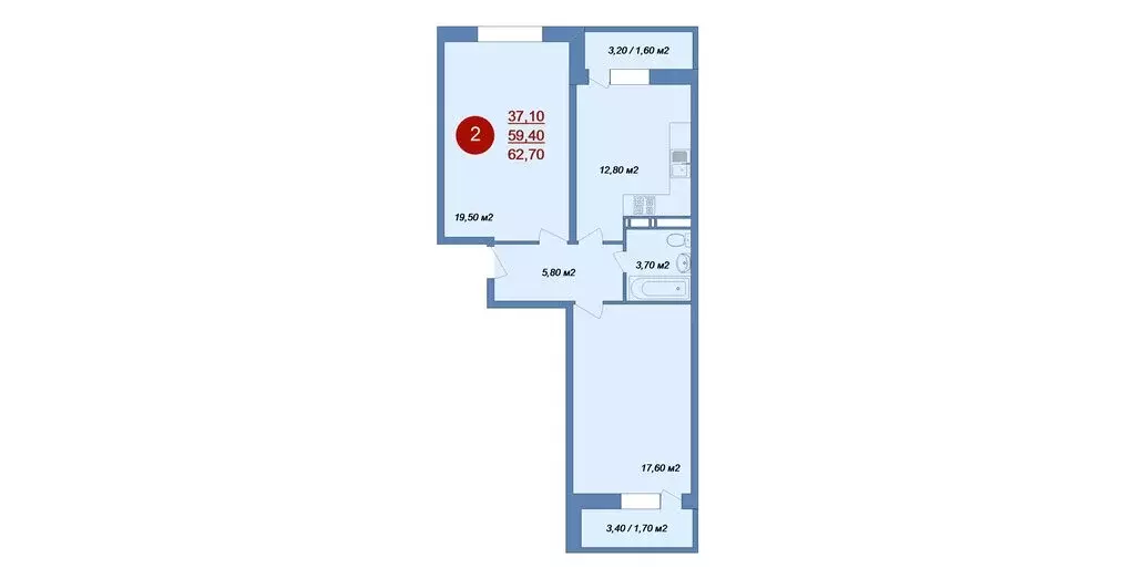 2-комнатная квартира: деревня Островцы, микрорайон Новые Островцы, ... - Фото 1