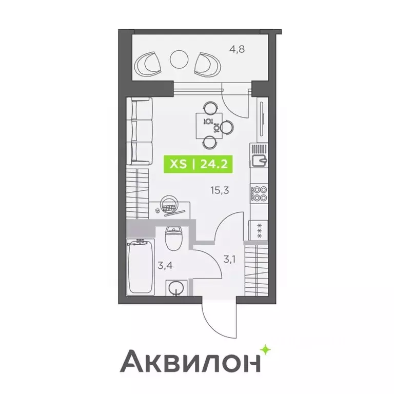 Студия Санкт-Петербург бул. Головнина, 4 (24.2 м) - Фото 1