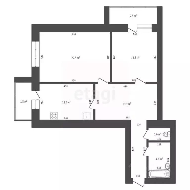 2-к кв. Мордовия, Саранск Мордовская ул., 3 (75.7 м) - Фото 1