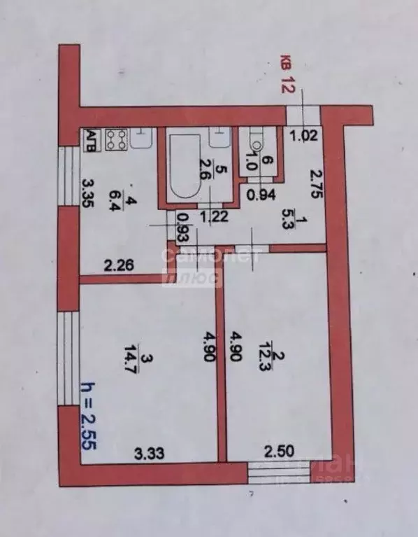 2-к кв. Курская область, Щигры Курский пер., 7 (43.0 м) - Фото 1