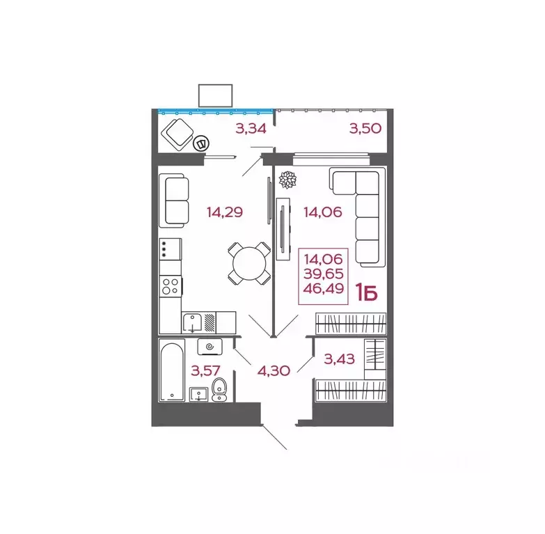 1-к кв. Пензенская область, Пенза ул. Баталина, 31 (46.49 м) - Фото 1