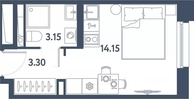 Студия Санкт-Петербург Московское ш., 13ЖЗ (20.6 м) - Фото 0