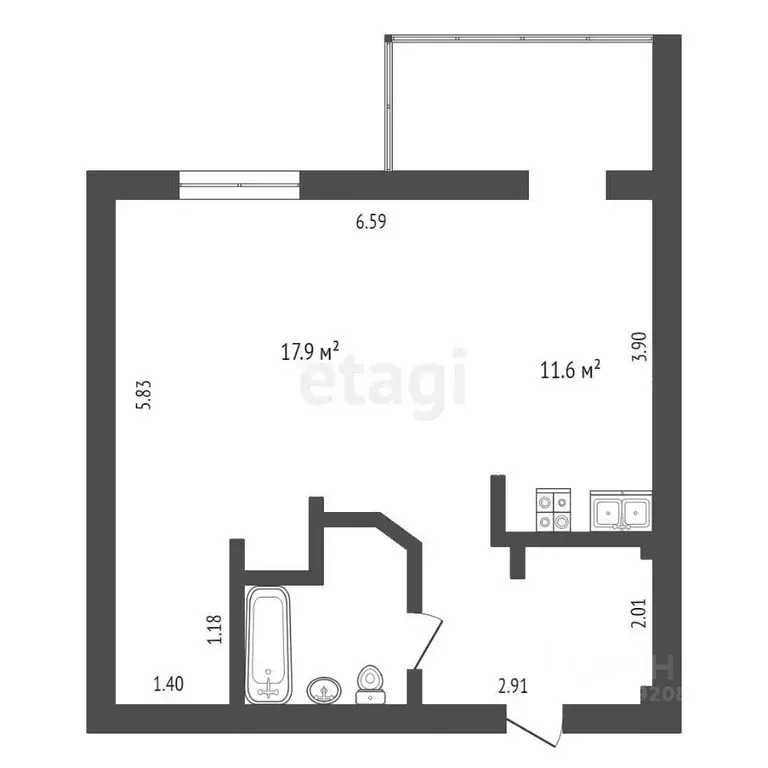 1-к кв. Коми, Сыктывкар ул. Карла Маркса, 199 (41.9 м) - Фото 1