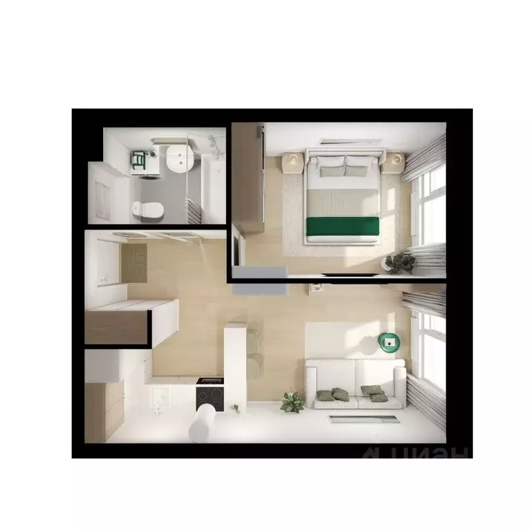 Квартира, 1 комната, 35.2 м - Фото 2