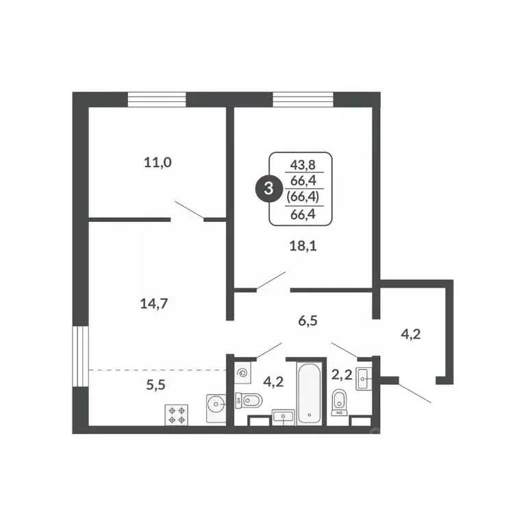 3-к кв. Кировская область, Киров Московская ул., 209 (66.4 м) - Фото 0