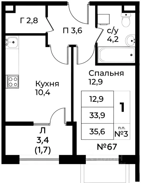 1-к кв. Москва Сосенское поселение, просп. Куприна, 36к1 (37.0 м) - Фото 1