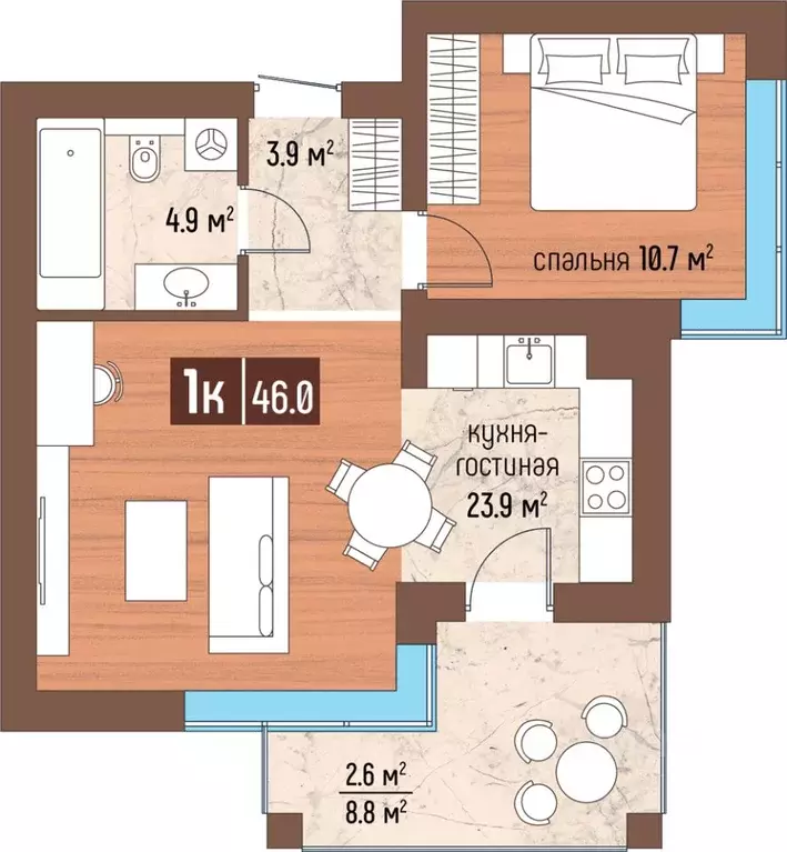1-к кв. Калининградская область, Светлогорск Парковый жилой комплекс, ... - Фото 1