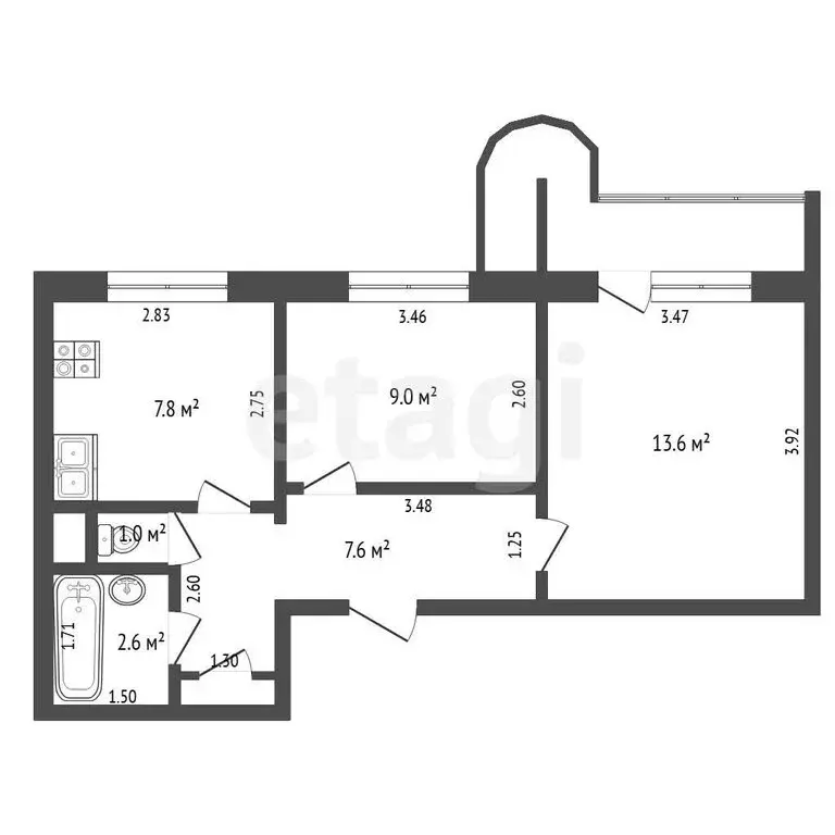 2-комнатная квартира: Самара, Солнечная улица, 47 (41.6 м) - Фото 1