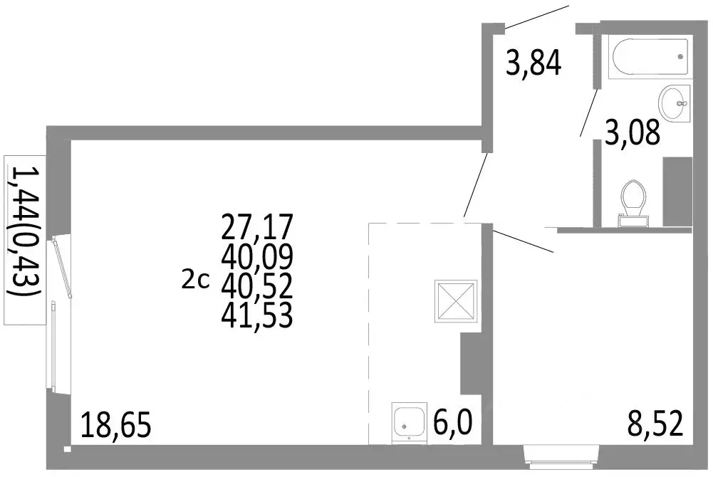 2-к кв. Челябинская область, Челябинск Нефтебазовая ул. (40.52 м) - Фото 0