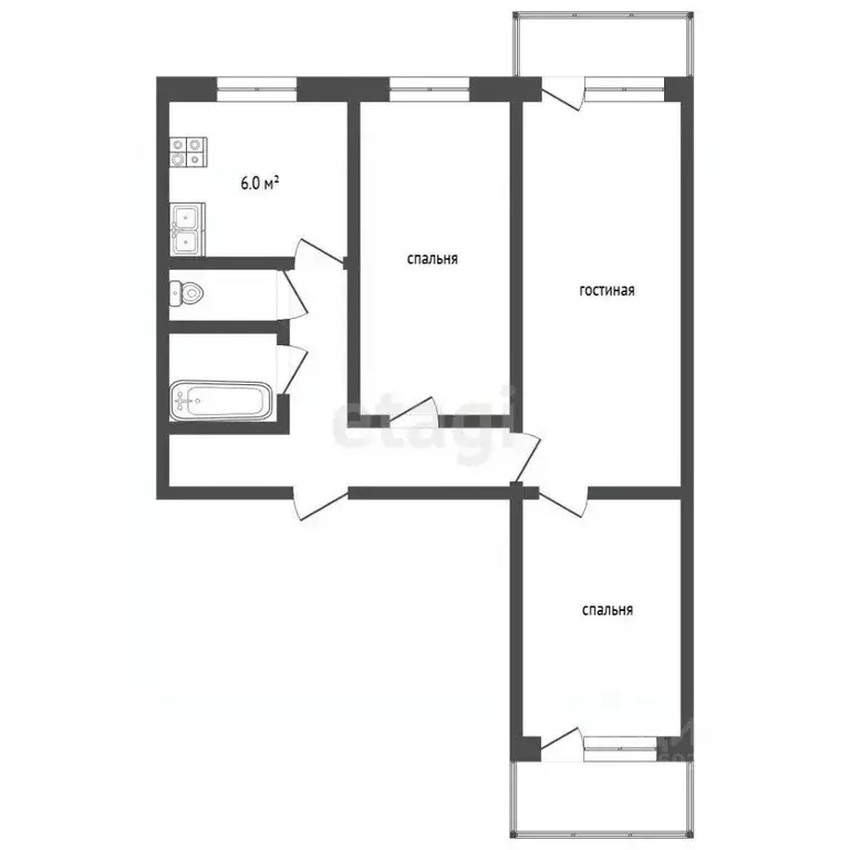 3-к кв. Пермский край, Пермь ул. Моторостроителей, 5 (60.2 м) - Фото 2