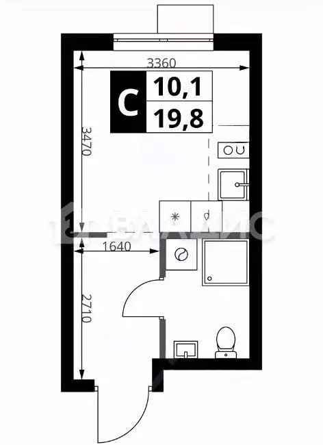 Студия Москва 1-й Ясеневский жилой комплекс, 2 (19.8 м) - Фото 0