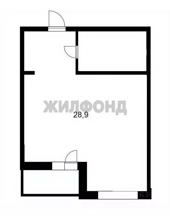 Студия Новосибирская область, Новосибирск ул. Ясный Берег, 12 (28.9 м) - Фото 0
