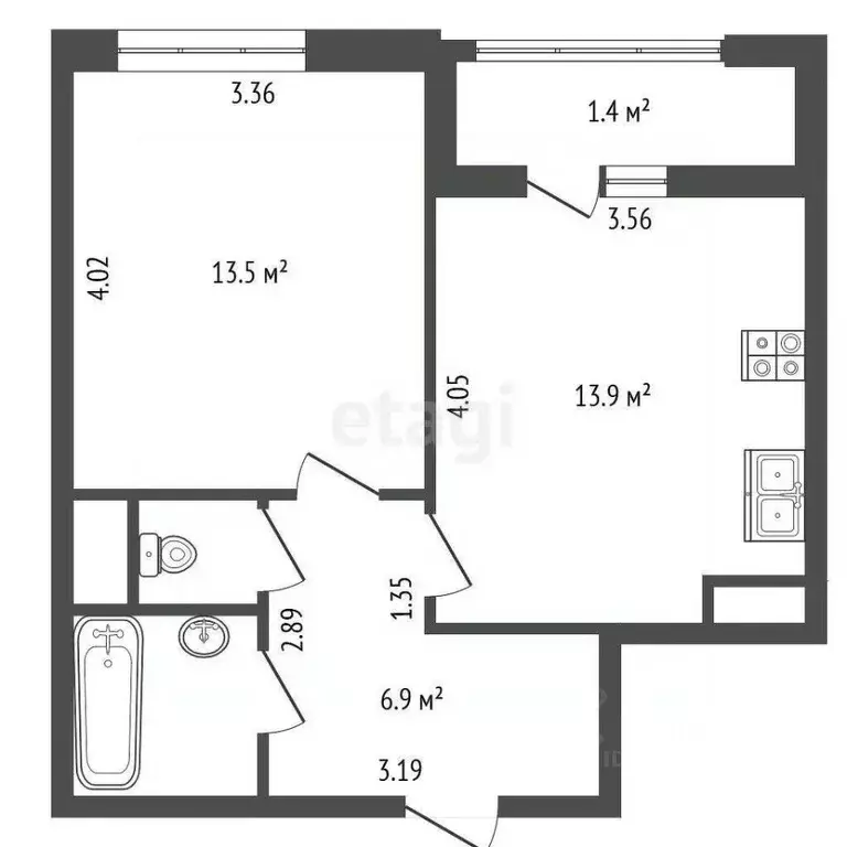 1-к кв. Санкт-Петербург Кременчугская ул., 13к1 (39.0 м) - Фото 0