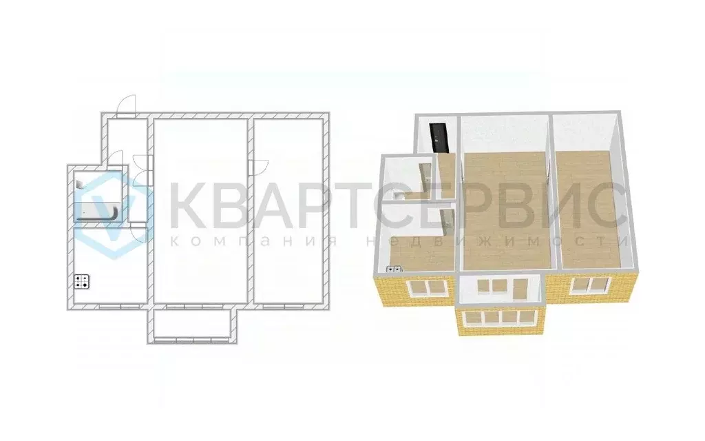 2-к кв. Омская область, Омск Учебная ул., 185 (43.5 м) - Фото 2