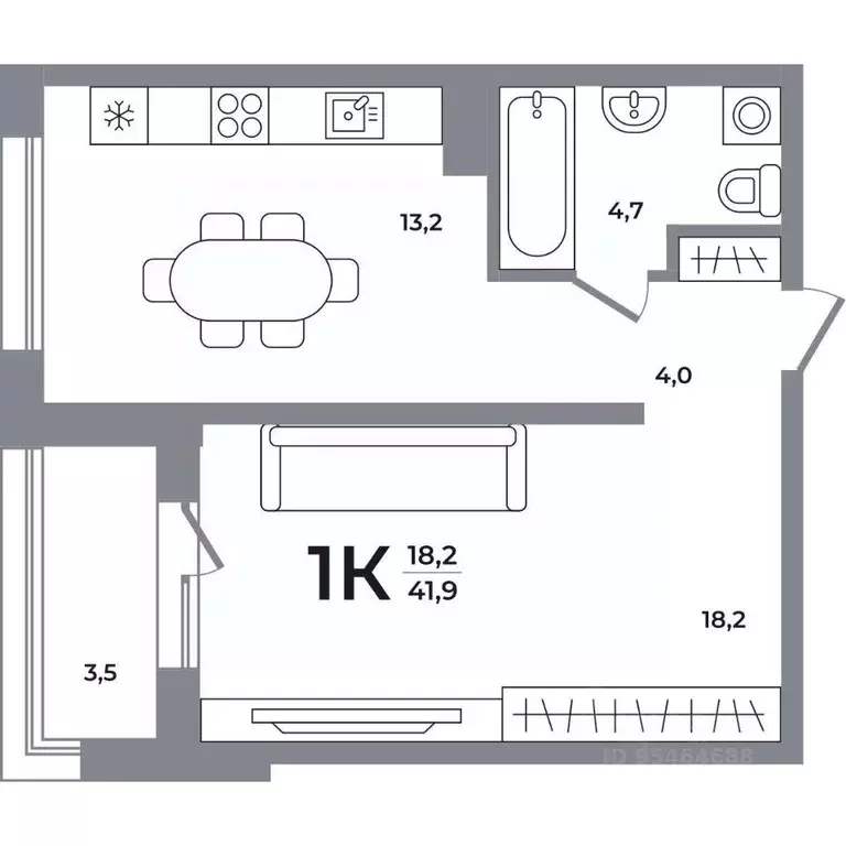 1-к кв. Новосибирская область, Новосибирск Беловежский мкр,  (41.4 м) - Фото 0