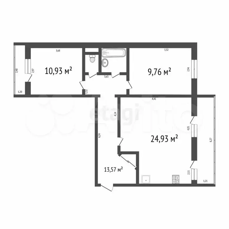 3-к. квартира, 64,2 м, 3/9 эт. - Фото 0