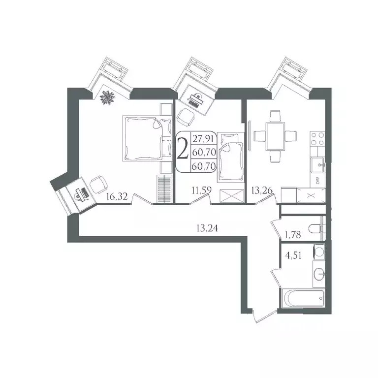 2-к кв. Волгоградская область, Волгоград Дольче Вита жилой комплекс ... - Фото 1