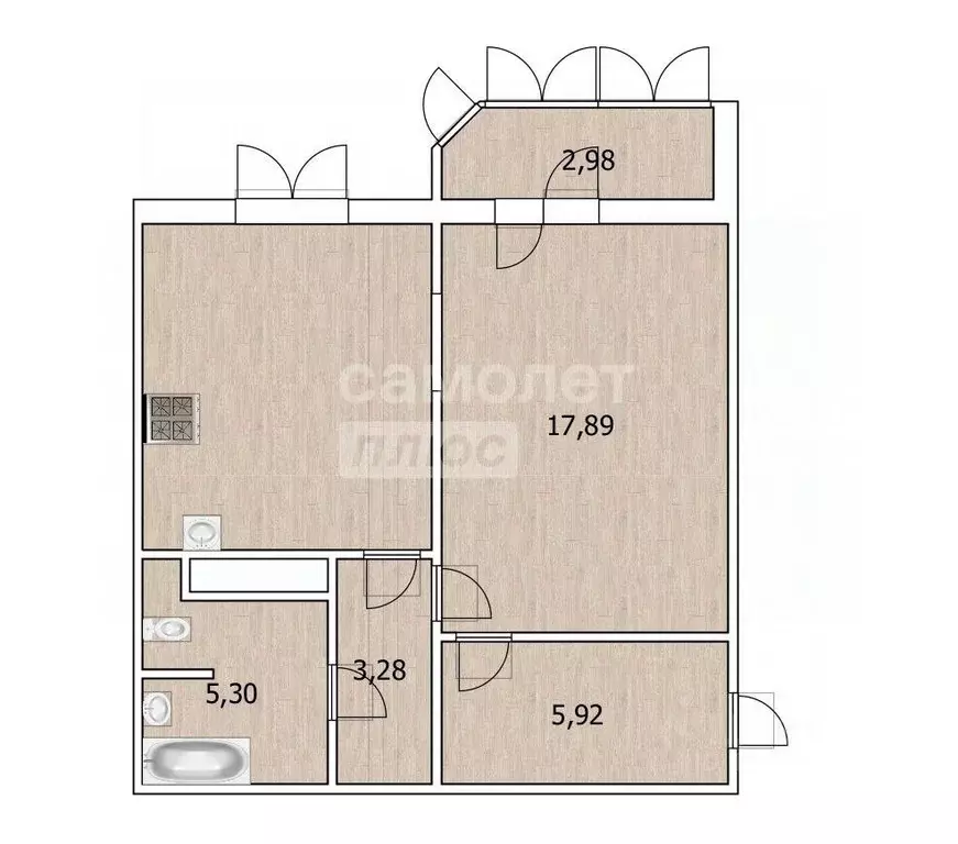 1-к кв. Тюменская область, Тюмень ул. Федюнинского, 56 (46.1 м) - Фото 2