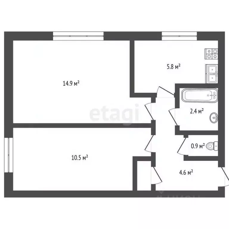 2-к кв. Архангельская область, Архангельск Ленинградский просп., 387 ... - Фото 1