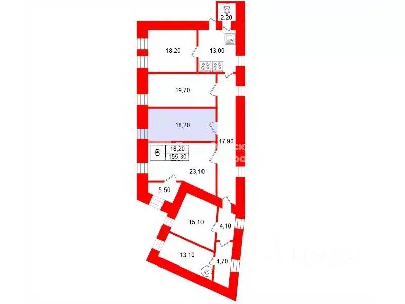 Комната Санкт-Петербург ул. Чайковского, 4 (18.2 м) - Фото 2