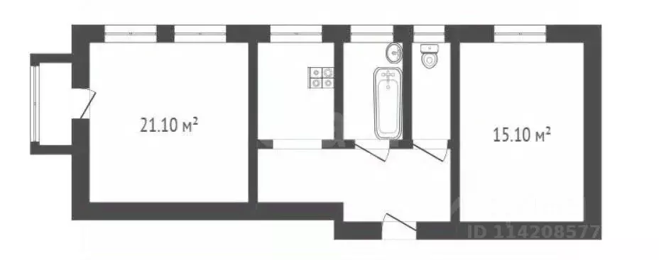 2-к кв. Воронежская область, Борисоглебск ул. Свободы, 174 (55.3 м) - Фото 2
