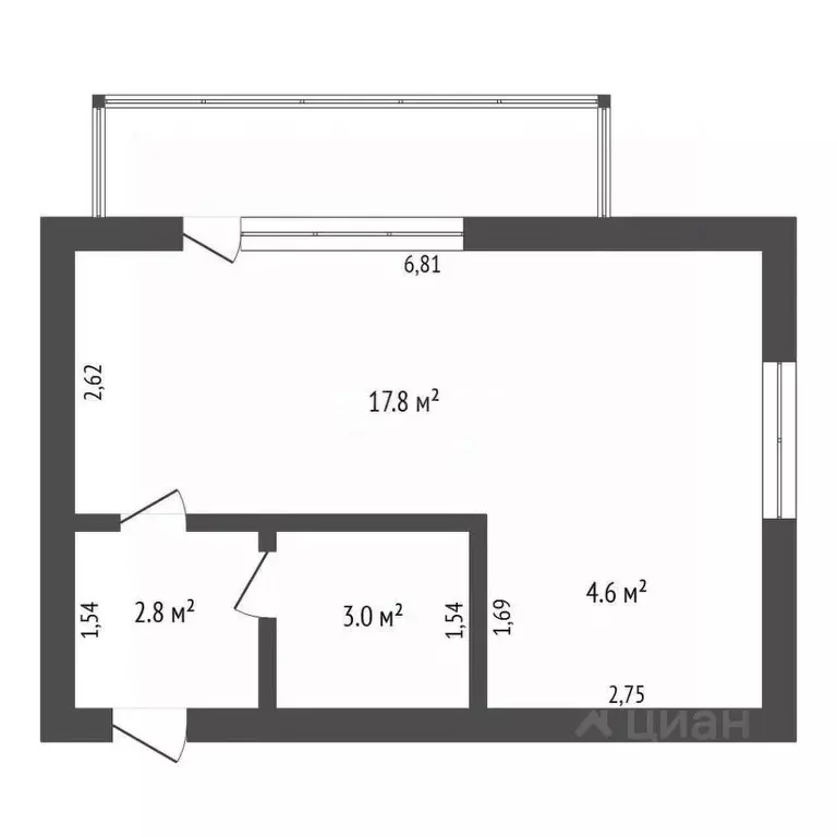 Студия Амурская область, Благовещенск ул. Фрунзе, 48 (29.9 м) - Фото 1