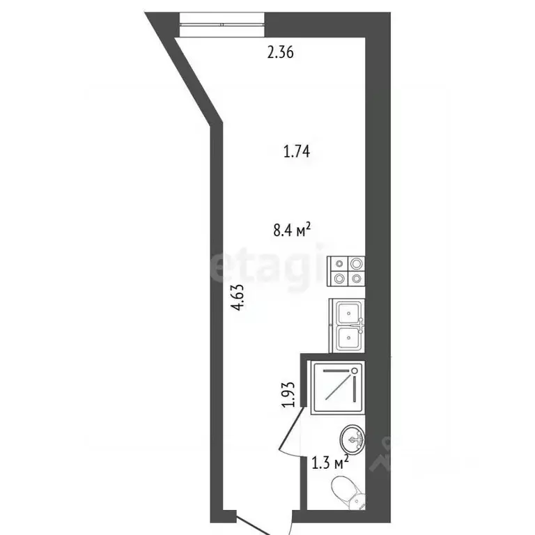 Студия Санкт-Петербург Рузовская ул., 33 (10.0 м) - Фото 2