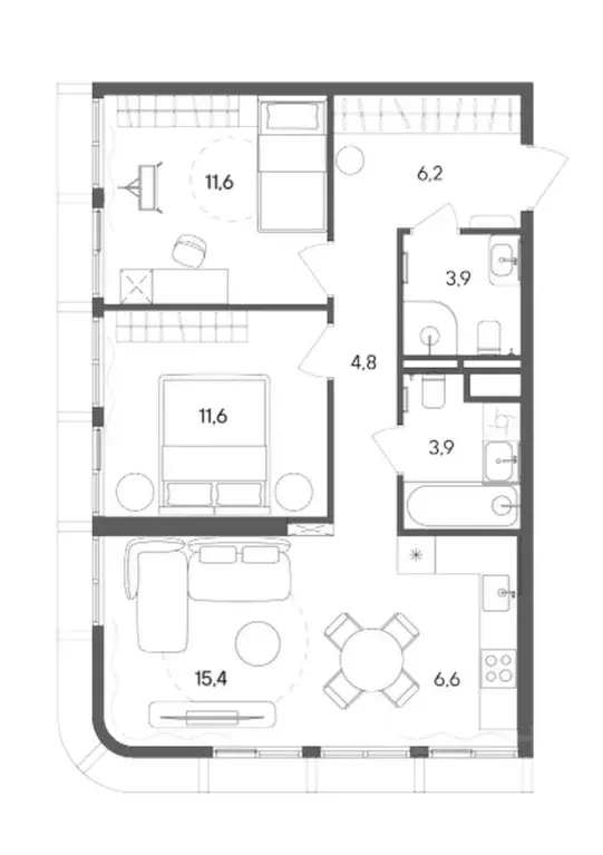 3-к кв. Москва ул. Матросская Тишина, 1АС68 (64.0 м) - Фото 1