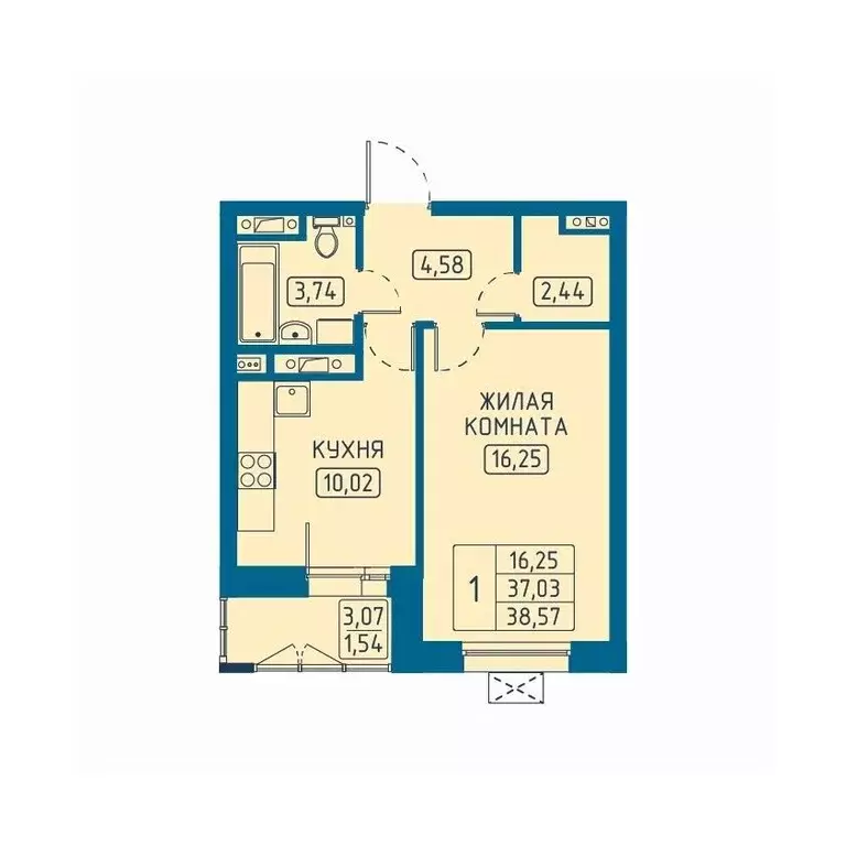 1-к кв. Красноярский край, Красноярск Свободный просп. (38.57 м) - Фото 1