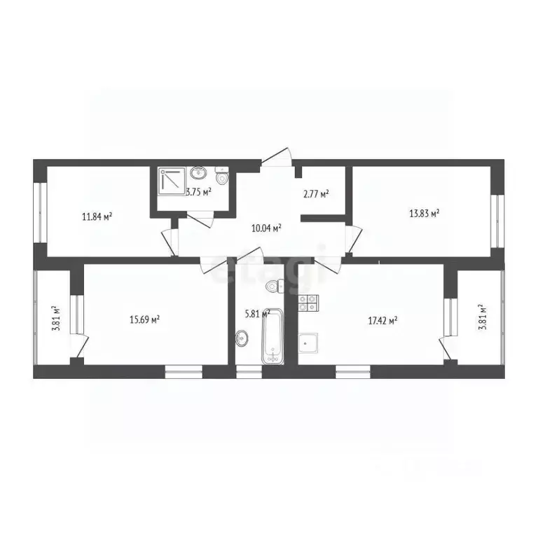 3-к кв. Тюменская область, Тюмень ул. Газопромысловая, 1к2 (90.3 м) - Фото 2
