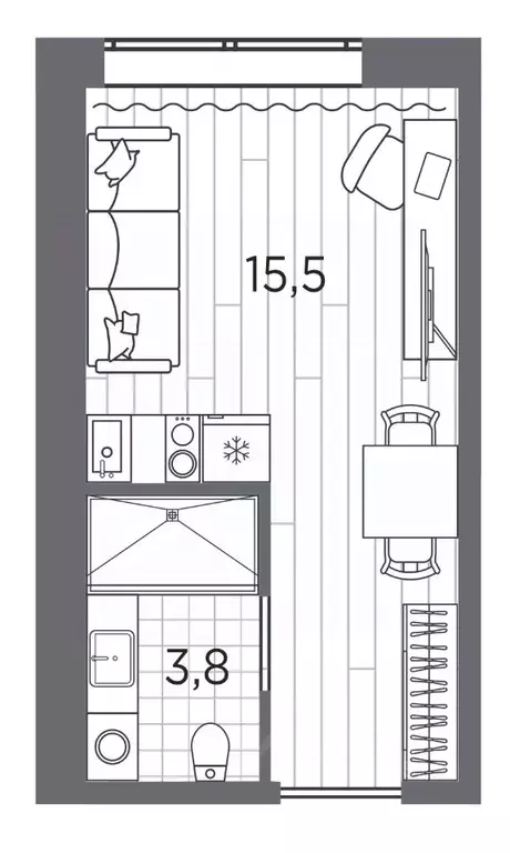 Студия Санкт-Петербург просп. Стачек, 62Е (19.3 м) - Фото 0