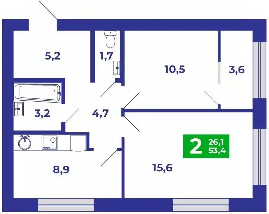 2-к кв. Башкортостан, Стерлитамакский район, Отрадовский сельсовет, с. ... - Фото 1