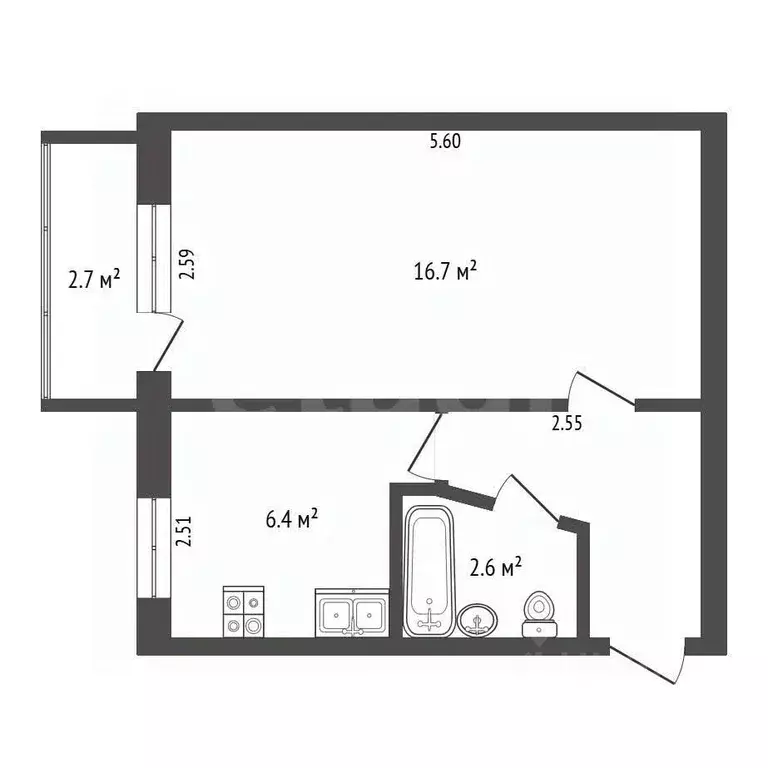 1-к кв. Крым, Евпатория ул. Имени 60-летия Октября, 14 (30.1 м) - Фото 2