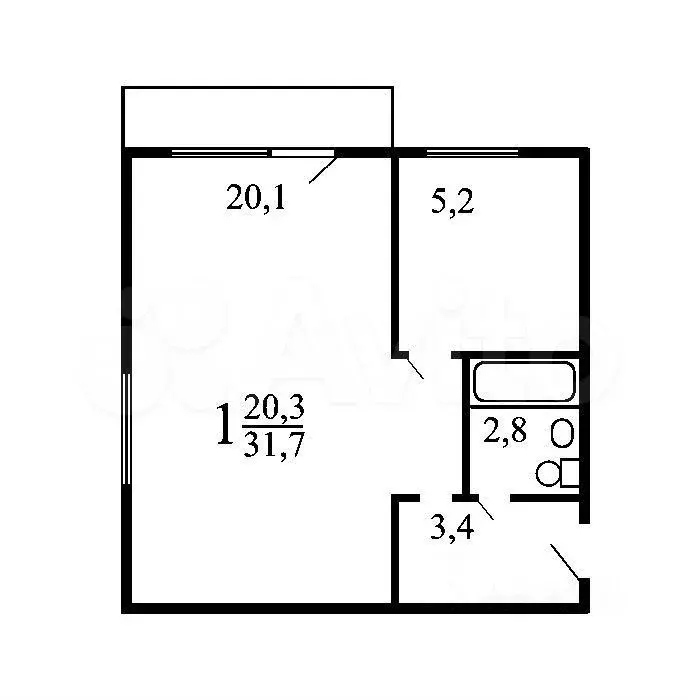 1-к. квартира, 40 м, 4/5 эт. - Фото 0