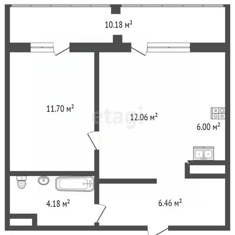 1-к кв. Челябинская область, Челябинск ул. Овчинникова, 18А (40.1 м) - Фото 2