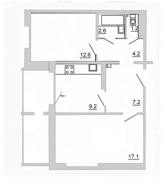 2-к кв. Псковская область, Псков ул. Петрова, 2 (57.0 м) - Фото 0