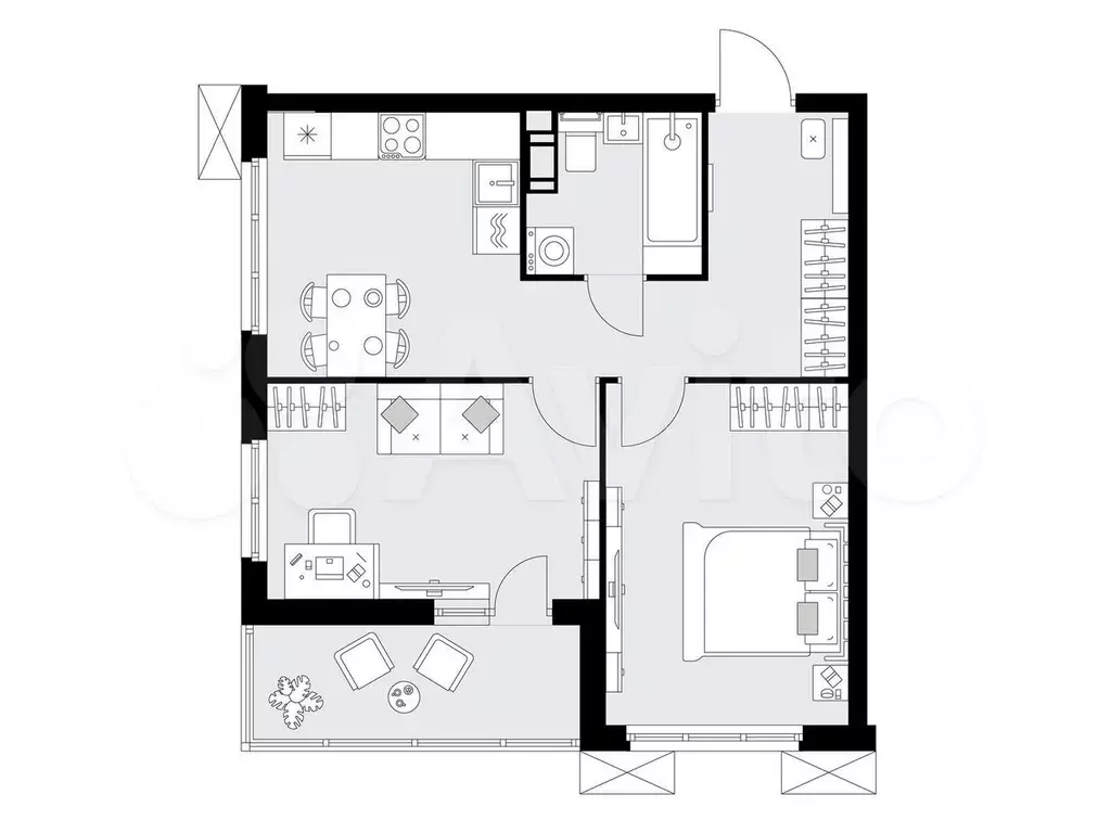 2-к. квартира, 52,1 м, 4/9 эт. - Фото 0