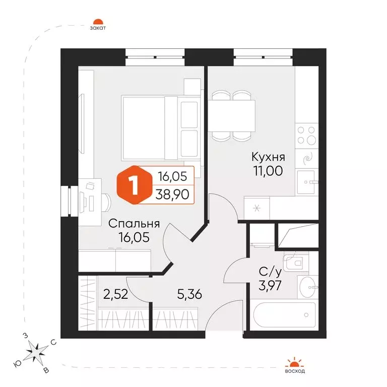 1-комнатная квартира: посёлок городского типа Некрасовский, Заводская ... - Фото 2