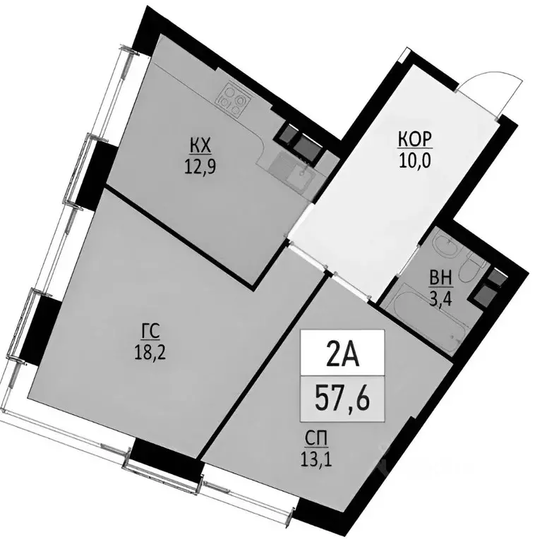 2-к кв. Москва ул. Народного Ополчения, 15К3 (56.0 м) - Фото 2
