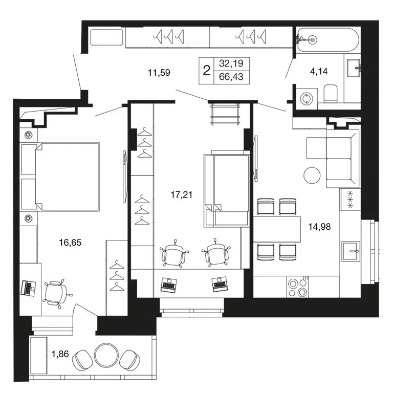 2-комнатная квартира: Апрелевка, жилой комплекс Времена Года, к12 ... - Фото 1