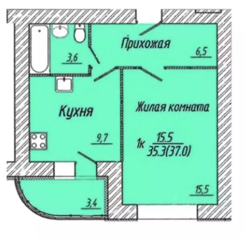 1-к кв. Ивановская область, Иваново Революционная ул., 26к1 (35.7 м) - Фото 1