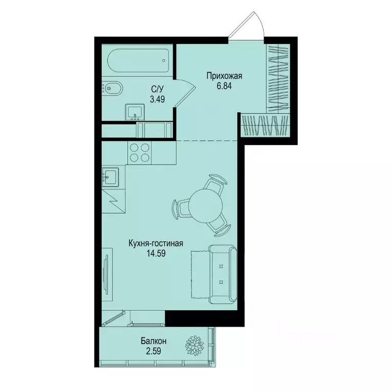 Студия Ленинградская область, Всеволожский район, Заневское городское ... - Фото 1