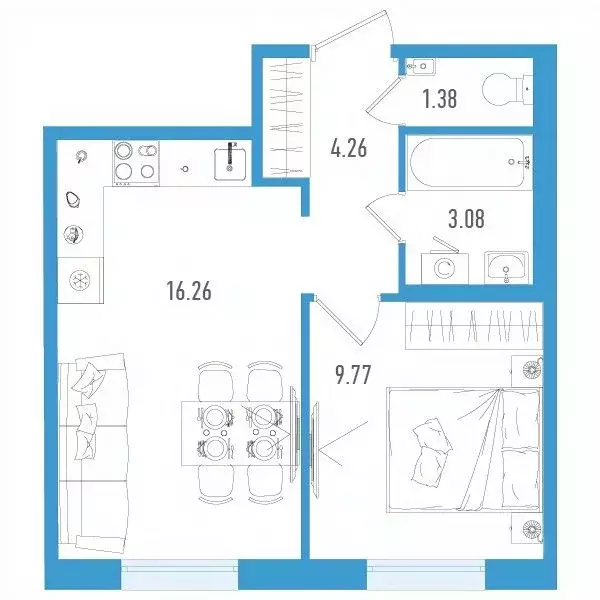 1-к кв. Санкт-Петербург дор. Муринская, 67 (34.75 м) - Фото 0