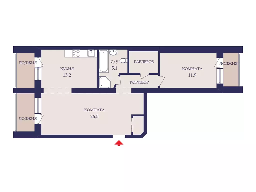 Продаётся 2-к квартира, 65 м - Фото 1