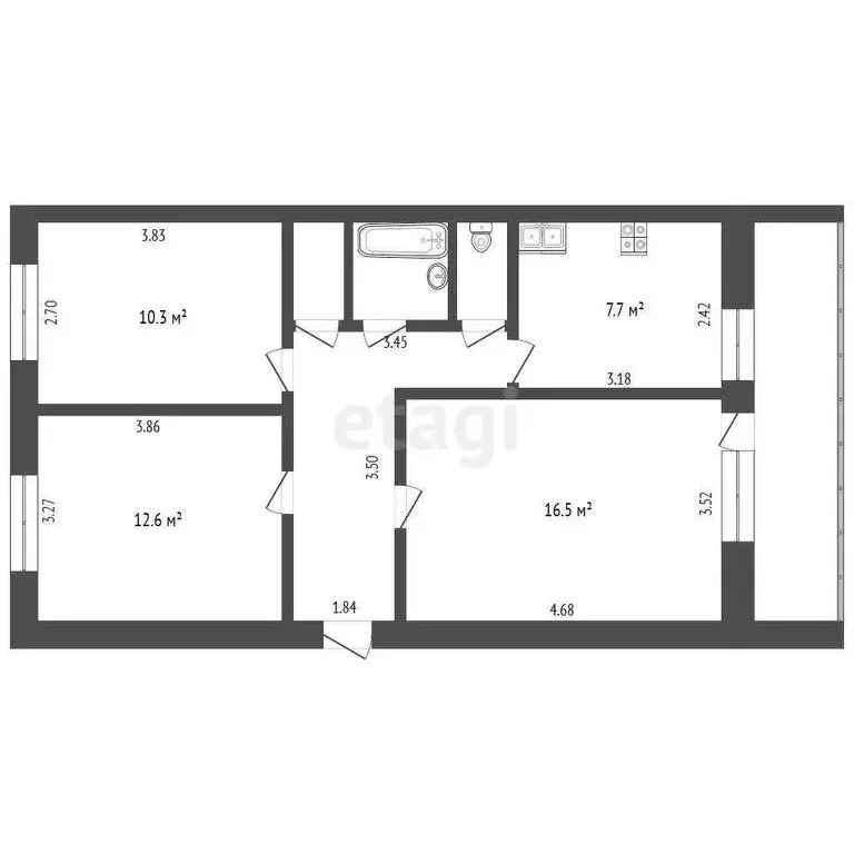 3-комнатная квартира: село Онохино, Советская улица, 9 (61.4 м) - Фото 0