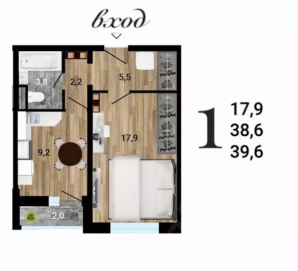 1-к кв. Воронежская область, Воронеж Ростовская ул., 18А (39.6 м) - Фото 0