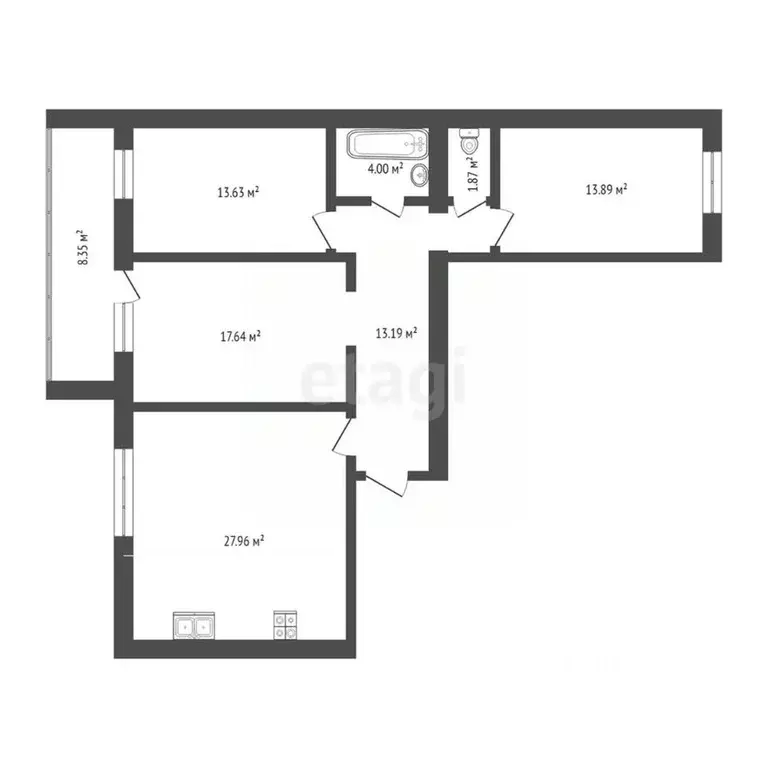 3-к кв. Тюменская область, Тюмень ул. Тимофея Кармацкого, 11 (93.0 м) - Фото 1