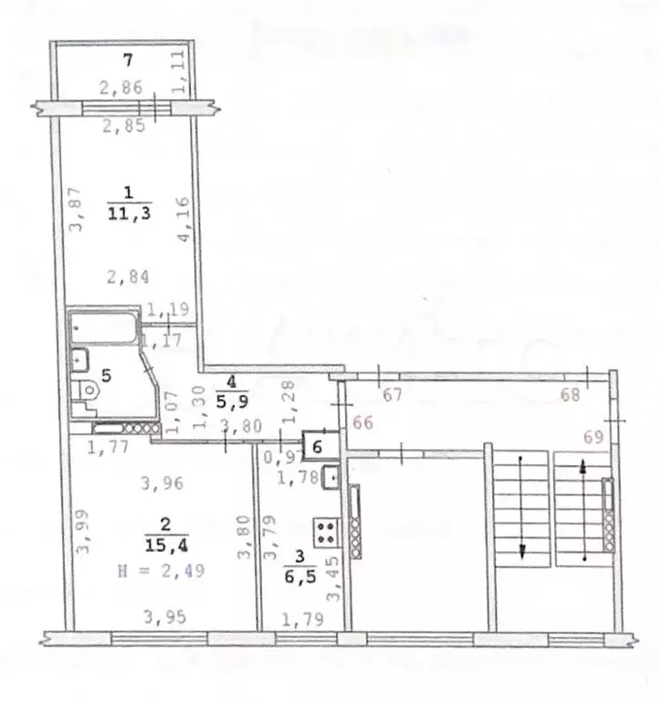 2-к. квартира, 42,9 м, 9/9 эт. - Фото 0